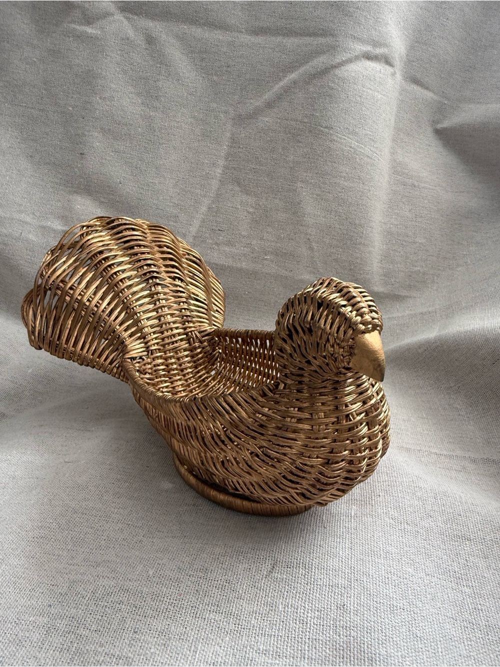 Handwoven Wicker Bird Basket - Gold